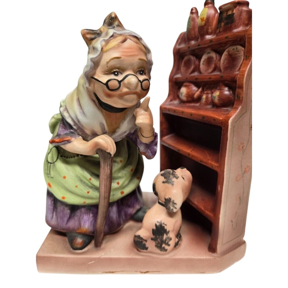 Vintage Old Mother Hubbard Ceramic Figurine Nursery Rhyme Cottagecore Decor Home